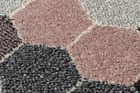 Behúň HEOS 78537 sivý / ružový / krém HEXAGON