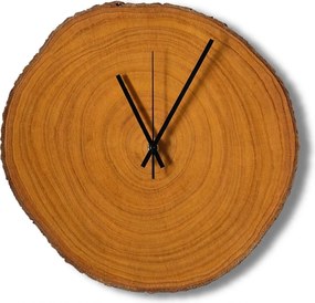 Nástenné hodiny z plátu dreva s letokruhmi a kôrou | KOR: Amber - 3072 26-29 cm 4801-115567 KOR001-29-AMBER