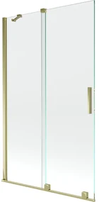 Mexen Velar, 2-krídlová posuvná vaňová zástena 110 x 150 cm, 8mm číre sklo, zlatý lesklý profil, 896-110-000-01-50