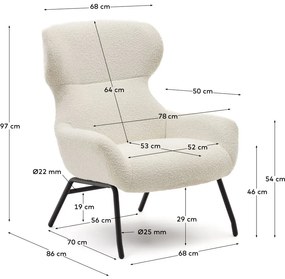 Krémové kreslo z textílie buklé Belina – Kave Home