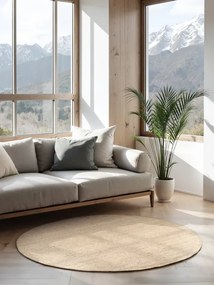 Koberec Hanse Home Bouclé Jaipur naturálny / béžový / biely kruh
