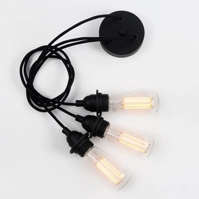 Čierne trojramenné závesné svietidlo Bulb Attack Uno Primary