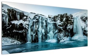 Obraz zamrznutých vodopádov (120x50 cm)