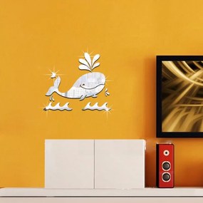Veselá Stena Samolepiace zrkadlové dekorácie Veľryba