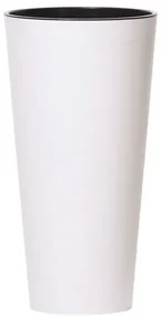 Kvetináč TUBUS SLIM s vložkou 40 cm, biely matný, 40 cm