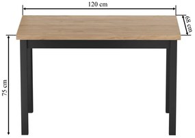 Dekorstudio Obdĺžnikový jedálenský stôl 120 × 68 cm – Dub zlatý Craft / Čierne nohy