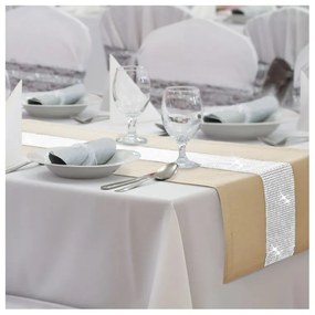 Behúň na stôl Glamour so zirkónmi farby béžovej 40x110 cm - Postelneprehozy.sk