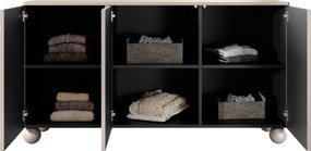 Trojdverová komoda Sonatia II 150 cm - kasmír / guľové nohy