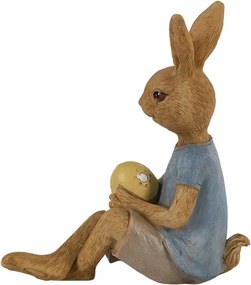 Dekorácia sediaci králik s maľovaným vajíčkom - 10*6*12 cm