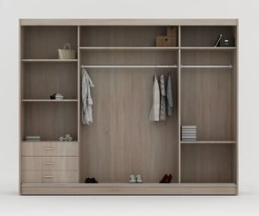 Šatníková skriňa Rumba, 200 cm, biela/biele sklo