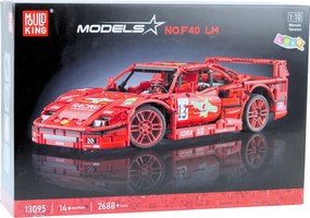 LEAN Toys Stavebnicové kocky – športové pretekárske auto, červené, mierka 1:10, 2688 dielov