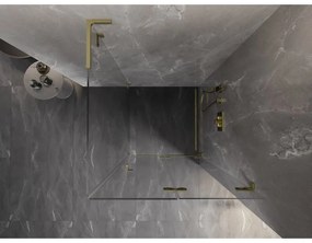 Mexen Lunar-F L, 1-krídlový sprchový kút so skladacími dverami, pravý, 90 x 90 cm, 8mm číre sklo, zlatý matný profil, 836L-090-090-55-00-P