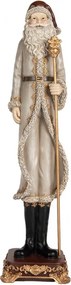 Šedá antik dekorácia Santa Claus s palicou - 10*10*42 cm