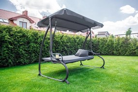 Polohovateľná záhradná hojdačka v sivej farbe