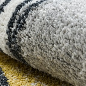 Dywany Łuszczów, Kusový koberec Fusion 5868 white/yellow, 140x190, šedá, kancelária