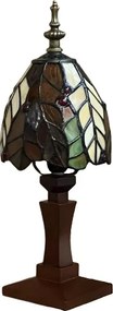 Stolná lampa Tiffany vitáž FLORA_WOOD BASE 33*12 E14