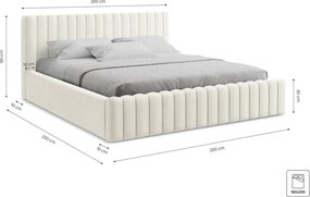 Sivá čalúnená dvojlôžková posteľ s úložným priestorom s roštom 180x200 cm Lemi – Makamii