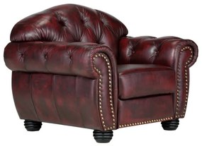 furniture-nabytek.cz - Masívne kreslo Chesterfield Hereford z pravej kože, červené – 112×96×94 cm