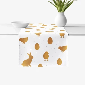 Goldea veľkonočný behúň na stôl z pevnej bavlny - zlaté symboly veľkej noci 20x120 cm
