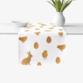 Goldea veľkonočný behúň na stôl z pevnej bavlny - zlaté symboly veľkej noci 35x120 cm
