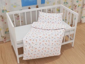 Biante Detské bavlnené posteľné obliečky do postieľky Sandra SA-373 Veselé korytnačky na bielom Do postieľky 100x135 a 40x60 cm