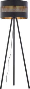 TK-LIGHTING Dizajnová stojacia lampa trojnožka TAGO BLACK, 1xE27, 60W, čierno-zlatá