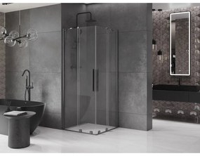 Mexen Velar Duo, sprchový kút s posuvnými dverami 90(dvere) x 90(dvere) cm, 8mm číre sklo, grafitový profil, 871-090-090-02-66