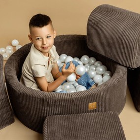 Tyrkysovomodrý menčestrový bazénik s loptičkami ø 90x30 cm Montessori – Meowbaby