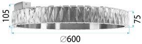 Toolight Toolight, LED krištáľové závesne svietidlo 60cm, APP1506-C, zlatá matná, OSW-06790