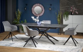 VITORINO extension table, color: top - black marble, legs - black