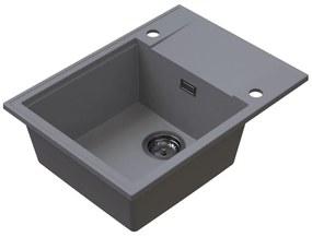 Sink Quality Sink55, kuchynský granitový drez 620x460x215 mm + grafitový sifón, šedá, SKQ-SINK.D.1KKO.XB