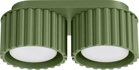 Stropné svietidlo Aura, 2x olivovo zelené hliníkové tienidlo, (6 cm)