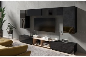 Obývacia stena Calabria C23 BLACK (čierna + dub artisan) (bez osvetlenia). Akcia -20%. Vlastná spoľahlivá doprava až k Vám domov. 1051557