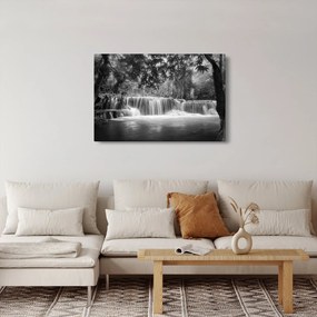 Obraz - Čiernobiely vodopád (90x60 cm)