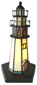 Vitrážové stolná lampa Tiffany v dizajne majáku Phare - Ø 12 * 28 cm E14 / max 1 * 25W