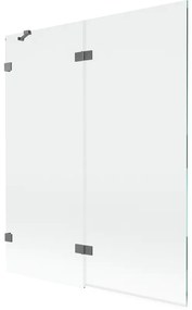 Mexen Lunar, 2-krídlová vaňová zástena ľavá 140 x 150 cm, číre sklo, grafitová, 897-140-100-95-00-L