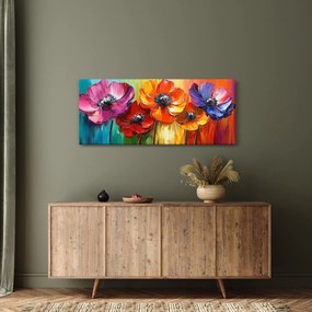 Obraz - Päť pestrofarebných kvetov (120x50 cm)