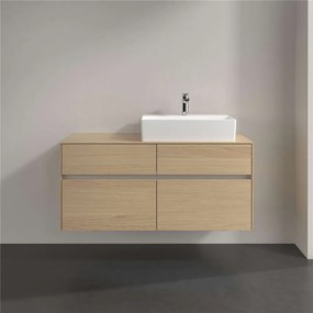 VILLEROY &amp; BOCH Collaro závesná skrinka pod umývadlo na dosku (umývadlo vpravo), 4 zásuvky, 1200 x 500 x 548 mm, Nordic Oak, C13000VJ