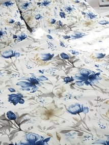Polášek Bavlnené obliečky MODRÉ KVETY - 140 x 220 cm / 70 x 90 cm