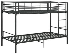 vidaXL Poschodová posteľ čierna kovová 90x200 cm