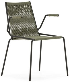 Zelené kovové jedálenské stoličky v súprave s podrúčkami/stohovateľné 2 ks Emily – Marckeric