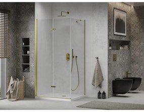 Mexen Lima sprchovací kút 100x80cm, 6mm sklo, zlatý profil - číre sklo + Slim sprchová vanička - 856-100-080-50-00-4010