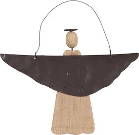 Dekorácia závesný drevený anjel Antique so srdiečkom - 8*2*14/18 cm