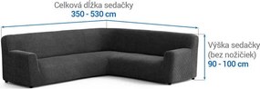Bielastické poťahy COSTINA antracit rohová sedačka (š. 350 - 530 cm)