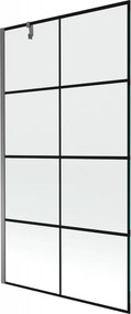 Mexen Next, 1-krídlová vaňová zástena 100 x 150 cm, 6mm číre sklo - čierny vzor, grafitová, 895-100-000-00-77-95