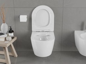 Mexen CARMEN Rimless závesná WC misa so sedátkom s pomalým zatváraním, 49 x 37 cm, biela, 30880400