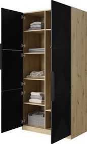 Skriňa Asha 100 cm - artisan / čierna mat / čierne úchytky