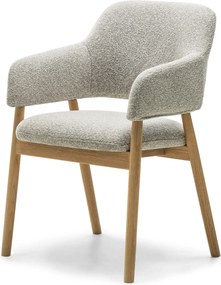 Čalúnené jedálenské kreslo Sanremo bouclé svetlosivé/dub prírodný