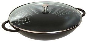 Staub Panvica Wok STAUB s pokrievkou 37 cm čierna 5,7l