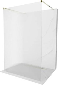 Mexen Kioto, sprchová zástena Walk-In 120 x 200 cm, 8mm sklo s rebrovým vzorom, zlatý profil, 800-120-002-50-09